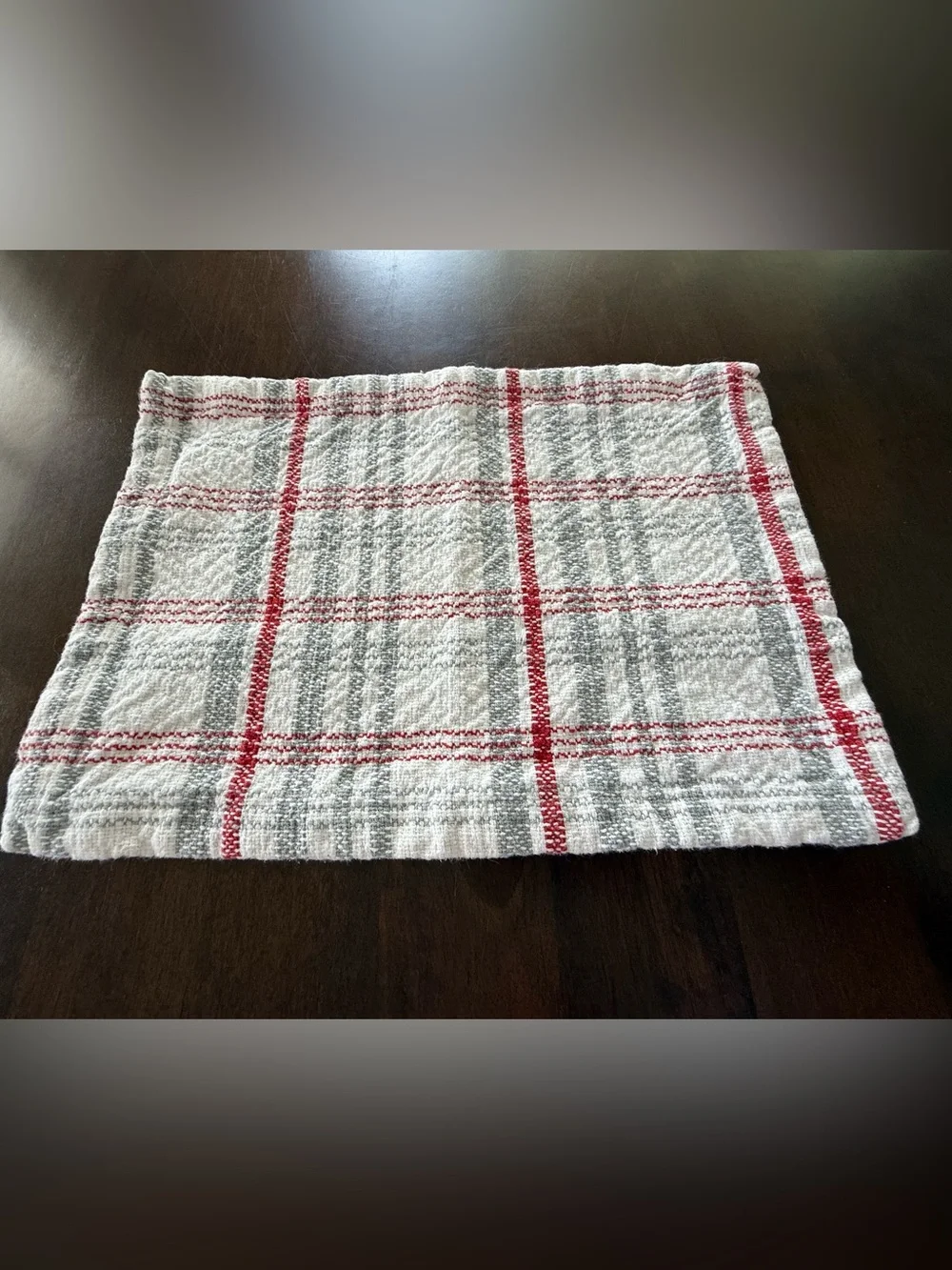 Park Designs Gray Red Plaid Cotton Kitchen Towel Small Placemat Farmhouse